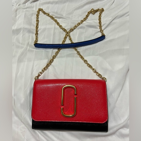 NEW Marc Jacobs SNAPSHOT Chain Wallet Red Black - Picture 2 of 8